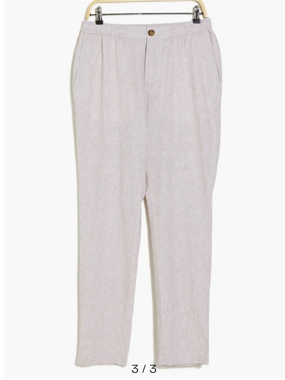 14th & Union Elastic Waist Linen Blend Trim Fit Pants Sz L